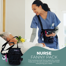 Load image into Gallery viewer, Nursingtools Joey Nurse Fanny Pack Multi Compartment Waist Organizer Tool Bag for Students, Practitioners &amp; Medical Professionals (Black)
